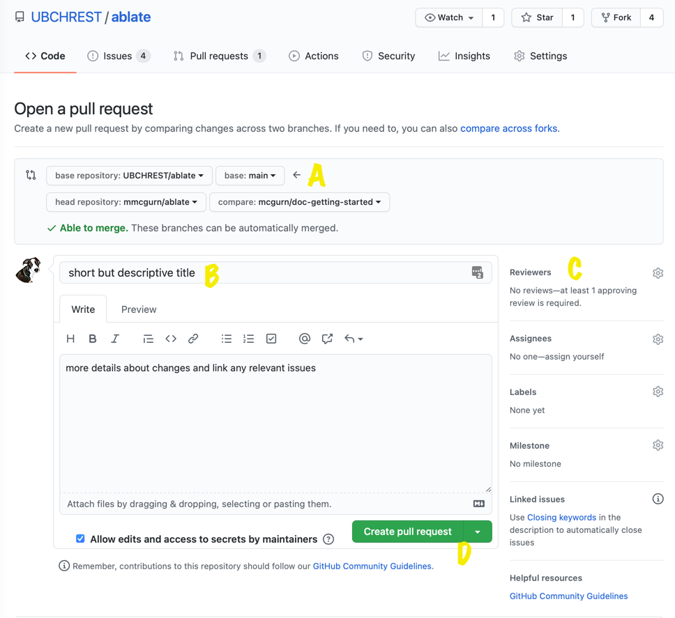 github configuring pr issue